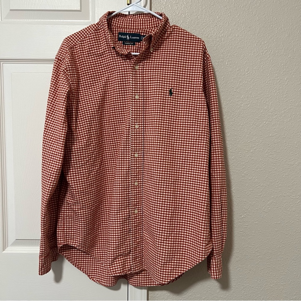 EUC Ralph Lauren Red & White Checkered Button Down - Large